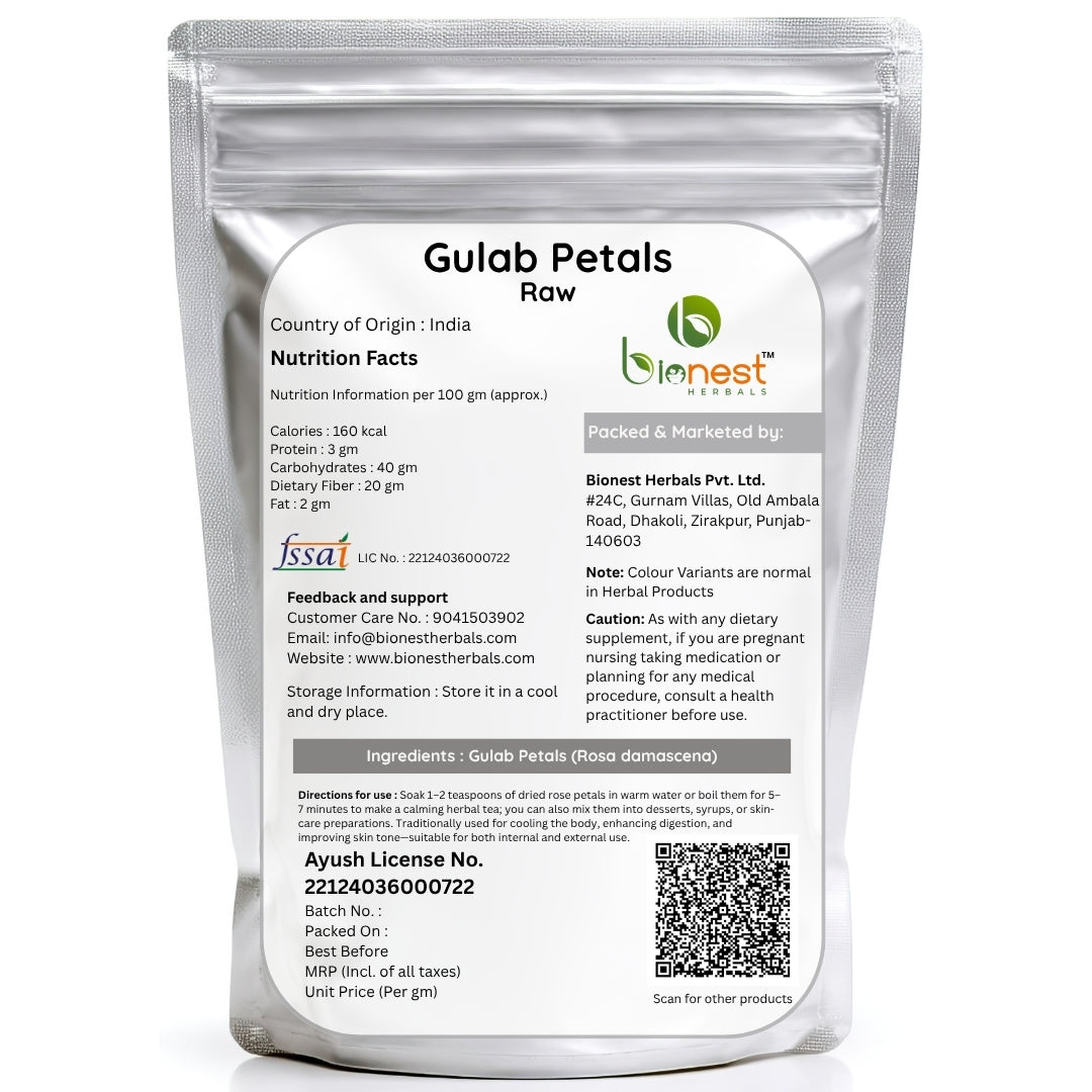 Gulab Patti (Raw) - Rose Petals | For Skincare, Aroma, Herbal Tea