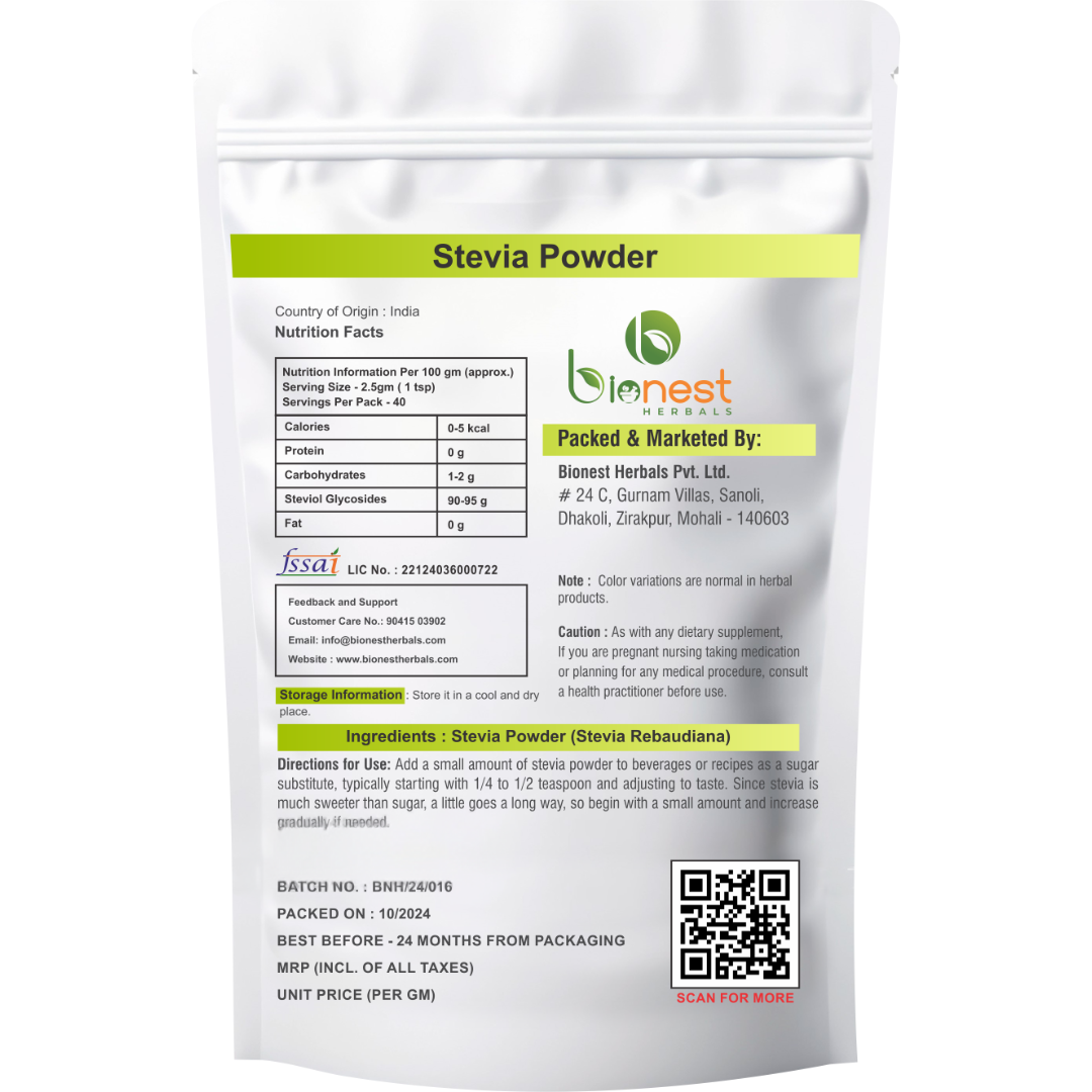 Stevia Powder - Natural Sweetener | Zero-Calorie Sugar Substitute