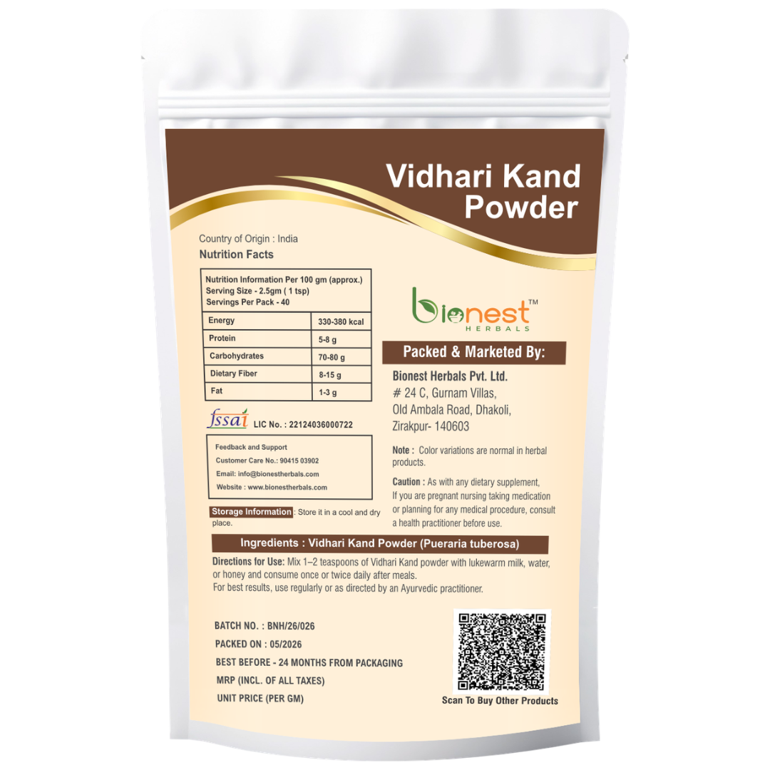 Vidhari Kand Powder - Bidhari Safed | For Strength, Stamina & Vitality